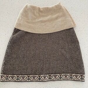 Novica 100% Alpaca Wool Poncho Capelet Brown‎ Beige Heart Fair Isle Made in Peru